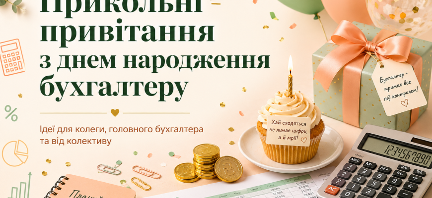 Смішні, жартівливі й теплі привітання з днем народження бухгалтеру: короткі, у прозі, віршах, для колеги, головного бухгалтера.