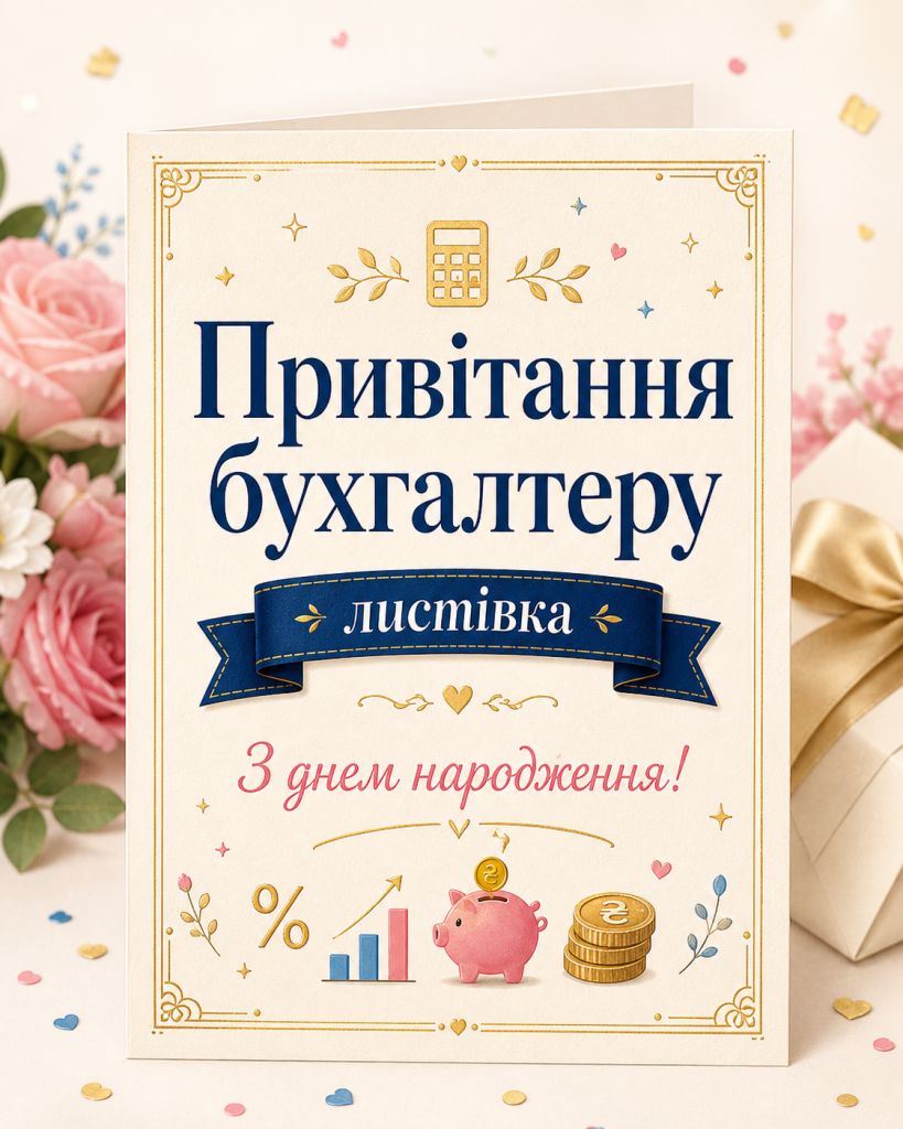 Привітання бухгалтеру листівка