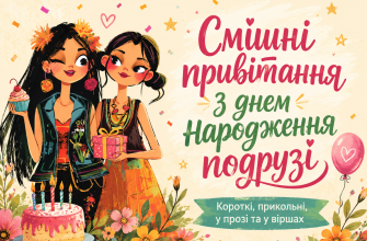 Святкова обкладинка з написом смішні привітання з днем народження подрузі