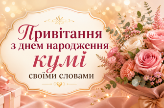 Привітання з днем народження кумі своїми словами з квітами та подарунком