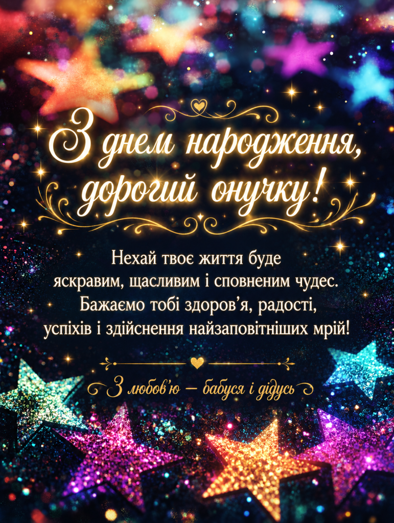 Зворушливе привітання онуку з днем народження від бабусі й дідуся