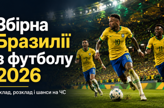 Збірна Бразилії з футболу у динамічному постерному стилі на тлі стадіону